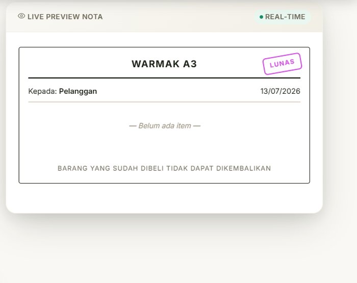 Contoh nota digital gaya Klasik Toko